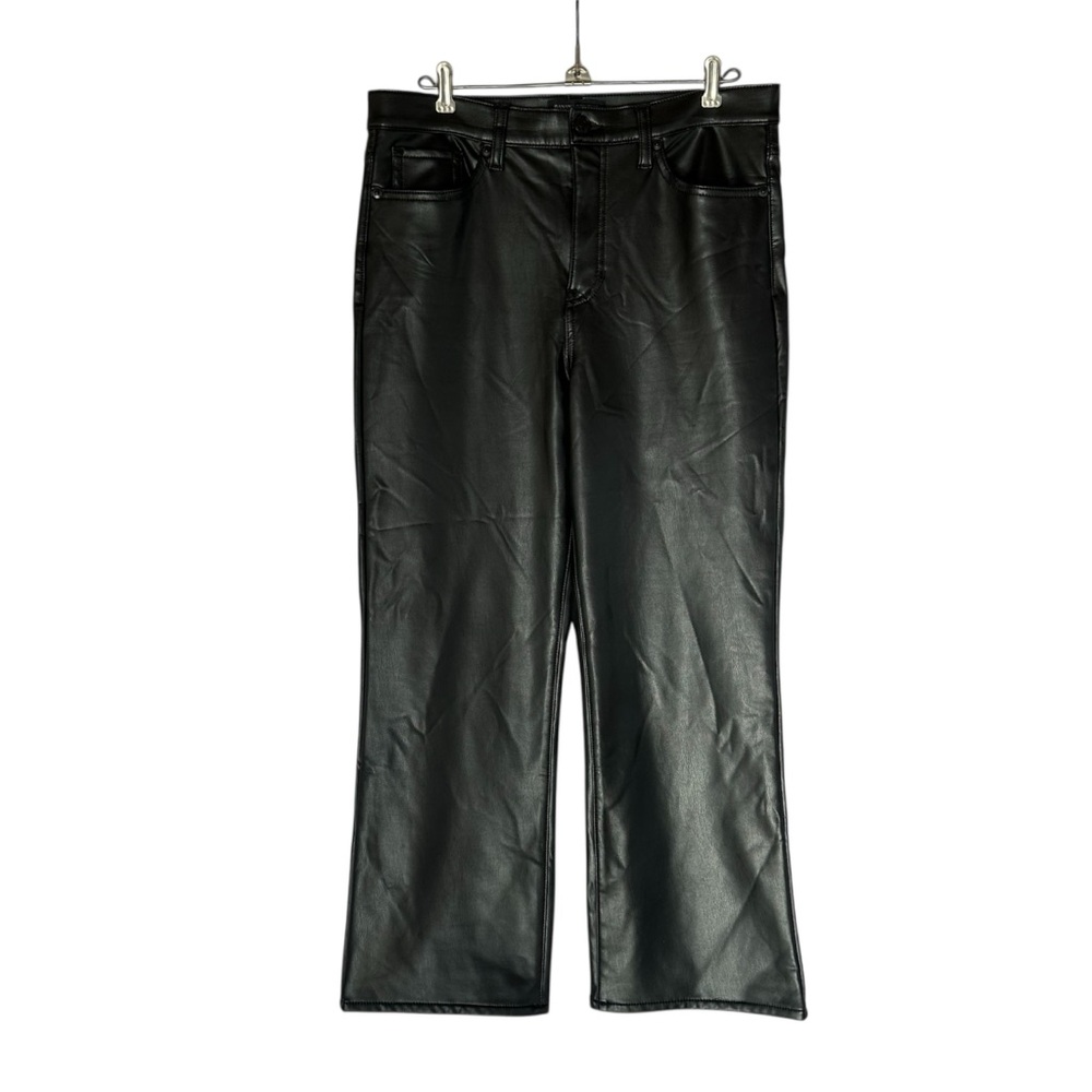 Banana Republic Black Faux Leather Cropped Bootcut Pants Size 10